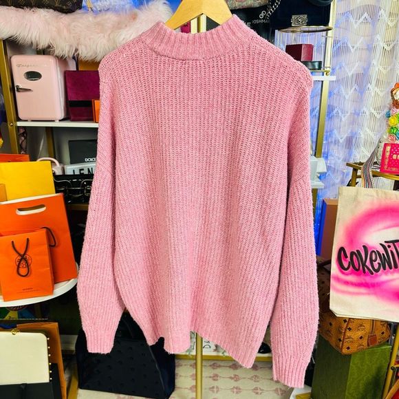 NWT Halogen Pink Long Sleeve Cable Knit Sweater Size Medium - Picture 2 of 7